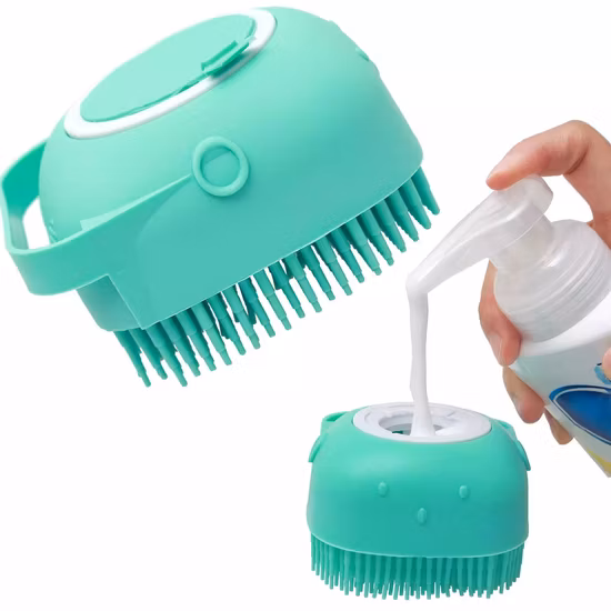 Cepillo portátil del perro de la goma de silicona del masaje de la ducha, baño del perro de la herramienta del baño del animal doméstico del lavado de limpieza