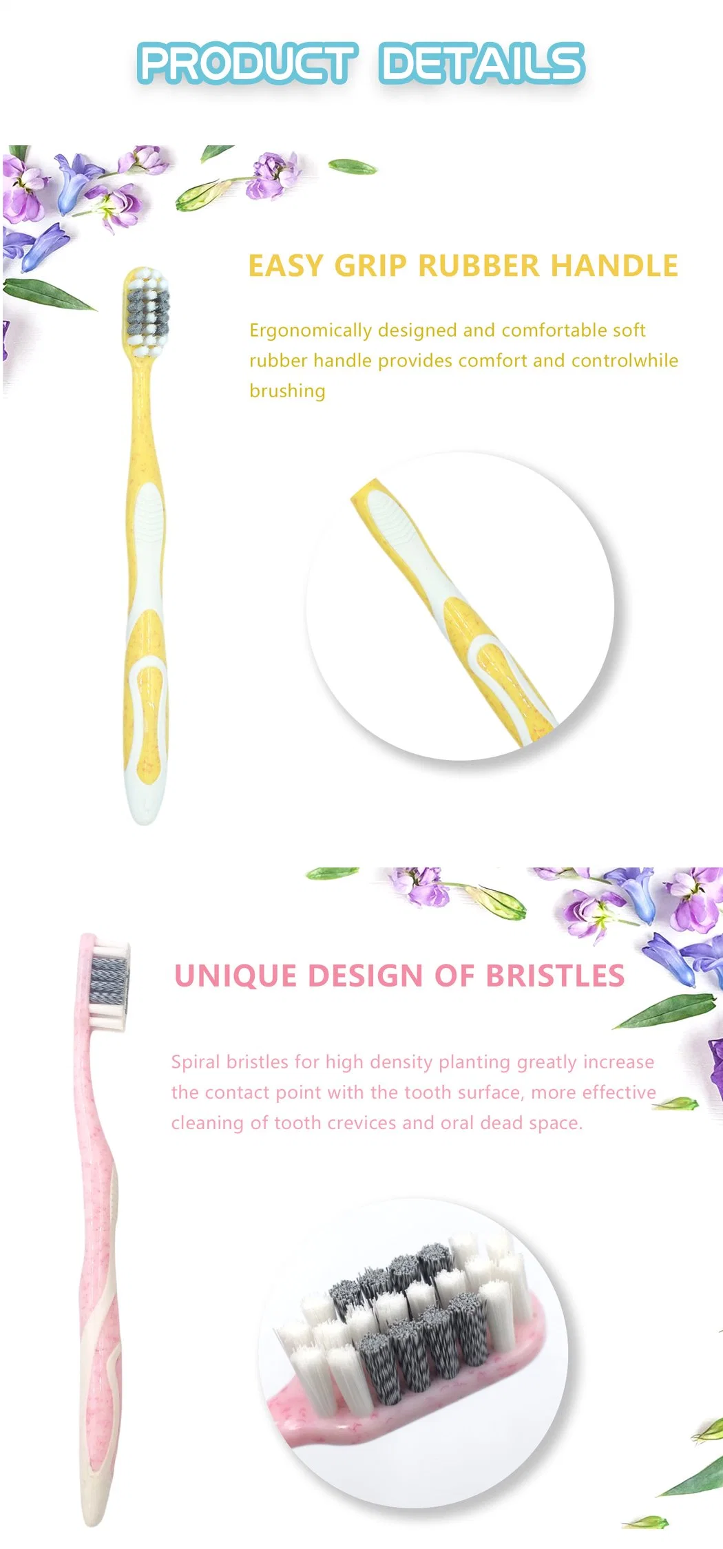 High Quality Soft Spiral Bristles Teeth Whitening Adult Manual Toothbrush