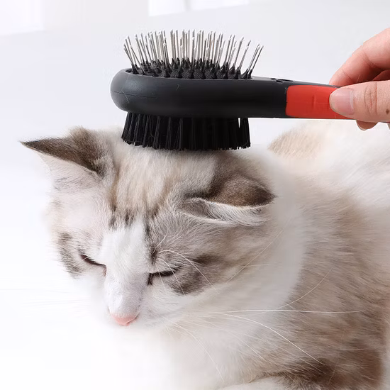 Herramientas de aseo limpias de doble cara inoxidables duraderas de alta calidad, cepillo de cerdas para perros y gatos